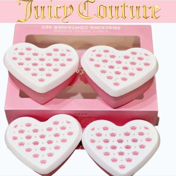 Juicy Couture Home 8-PC Heart Shaped Printed Silicone Snacking Container Set - Picture 1 of 8